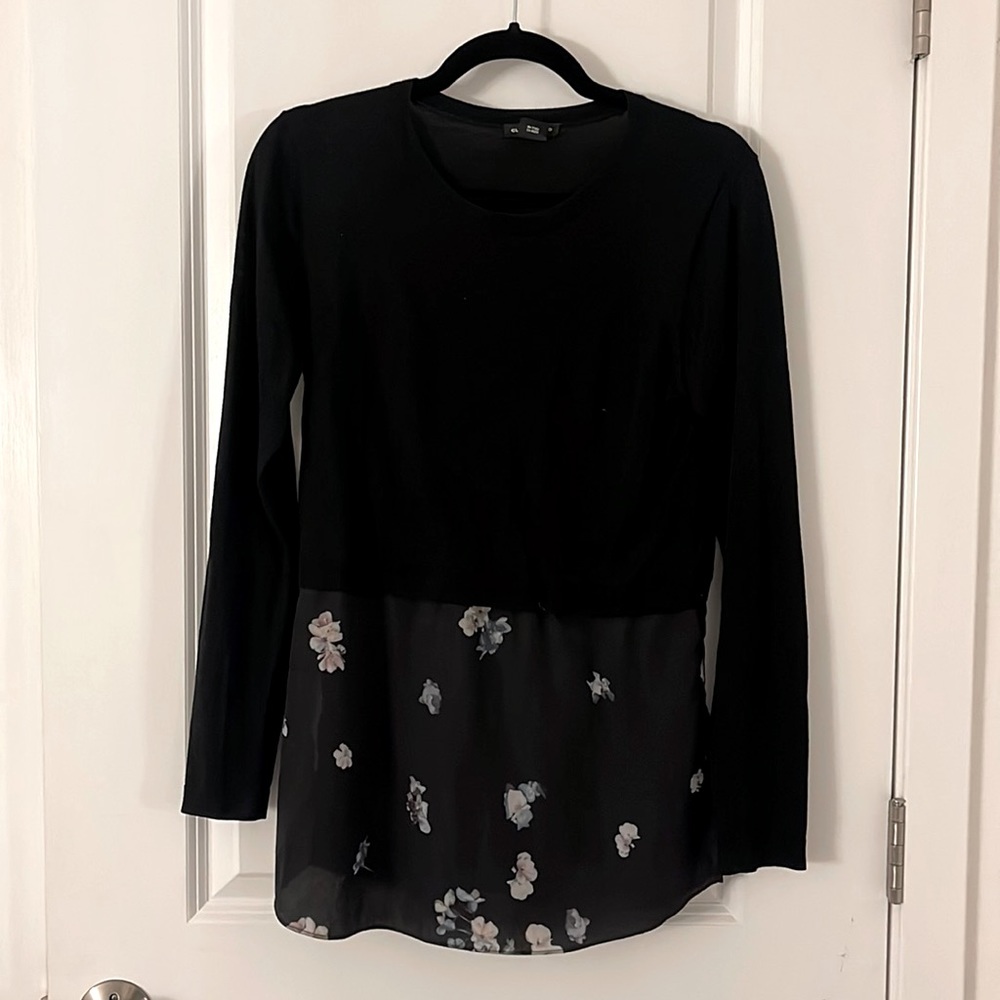 Club Monaco - Black Sweater with flowy flower split - size small
